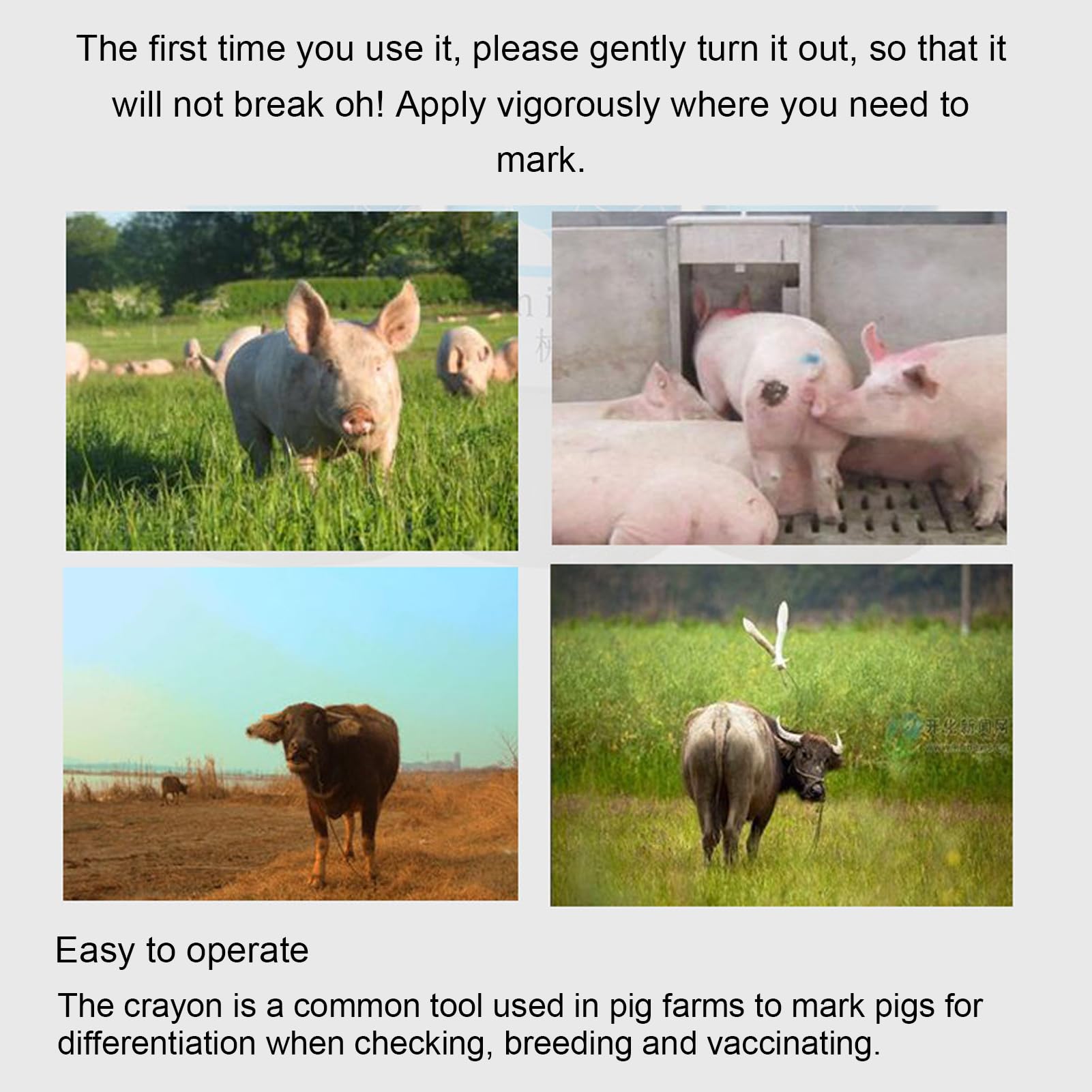 Marcador de Ganado, Crayón para Marcar Granja, Palo de Identificación de Animales, Material de Cera ABS Premium, Seguro para Cerdos, Ovejas, Vacas y Ganado (Verde)