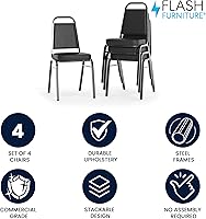 Vista 4 de Flash Furniture Hercules - Juego de 4 sillas apilables de vinilo trapezoidales, sillas apilables comerciales con asientos y respaldos acolchados