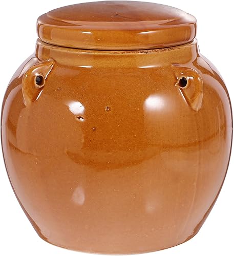 YARNOW Olla de decapado Tarro de cerámica hermético Kimchi coreano Recipientes de comida china con tapa Recipiente pequeño de cerámica Contenedores