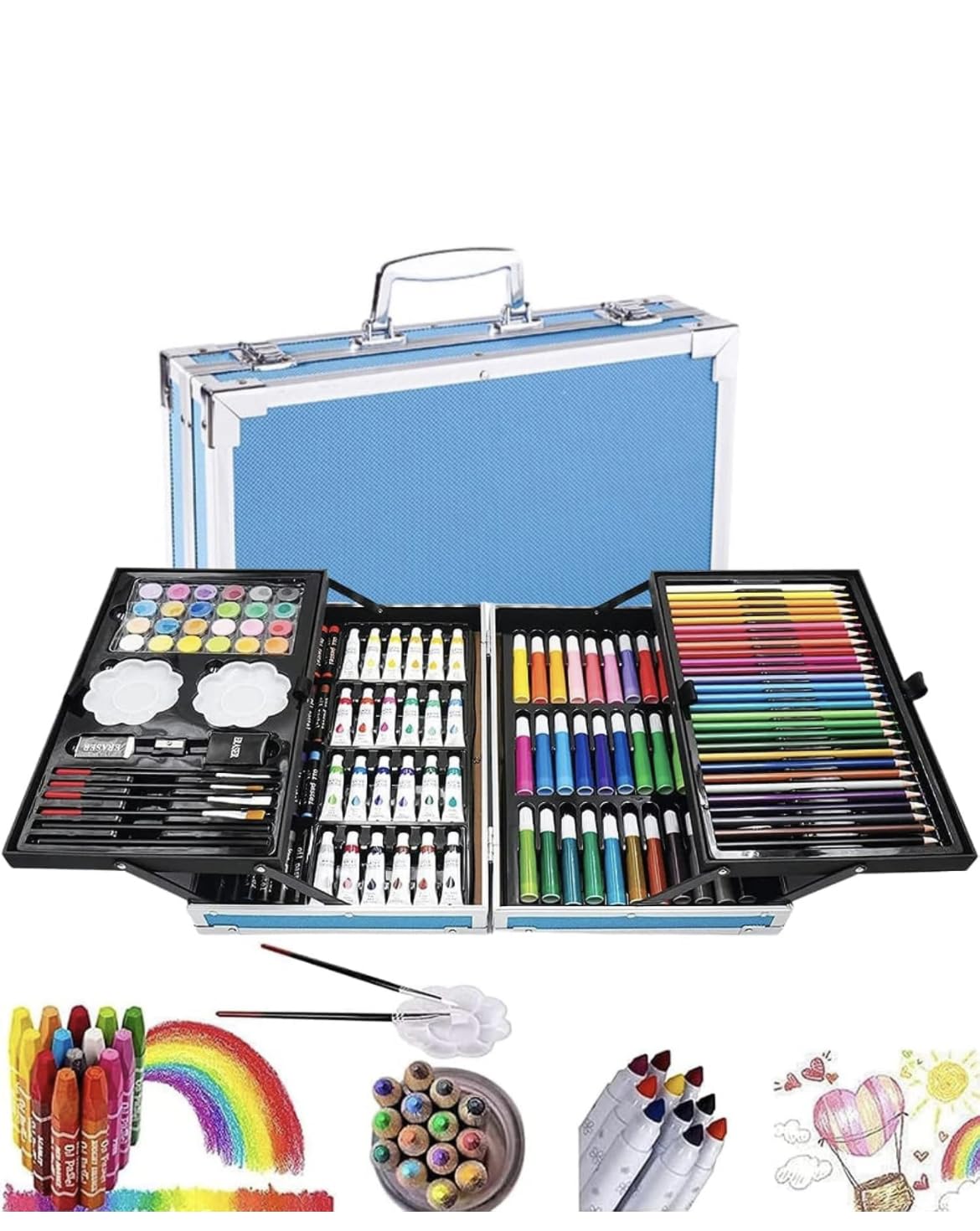 Portble Art Set With Case For Professional Drawing And Painting, 145 pcs