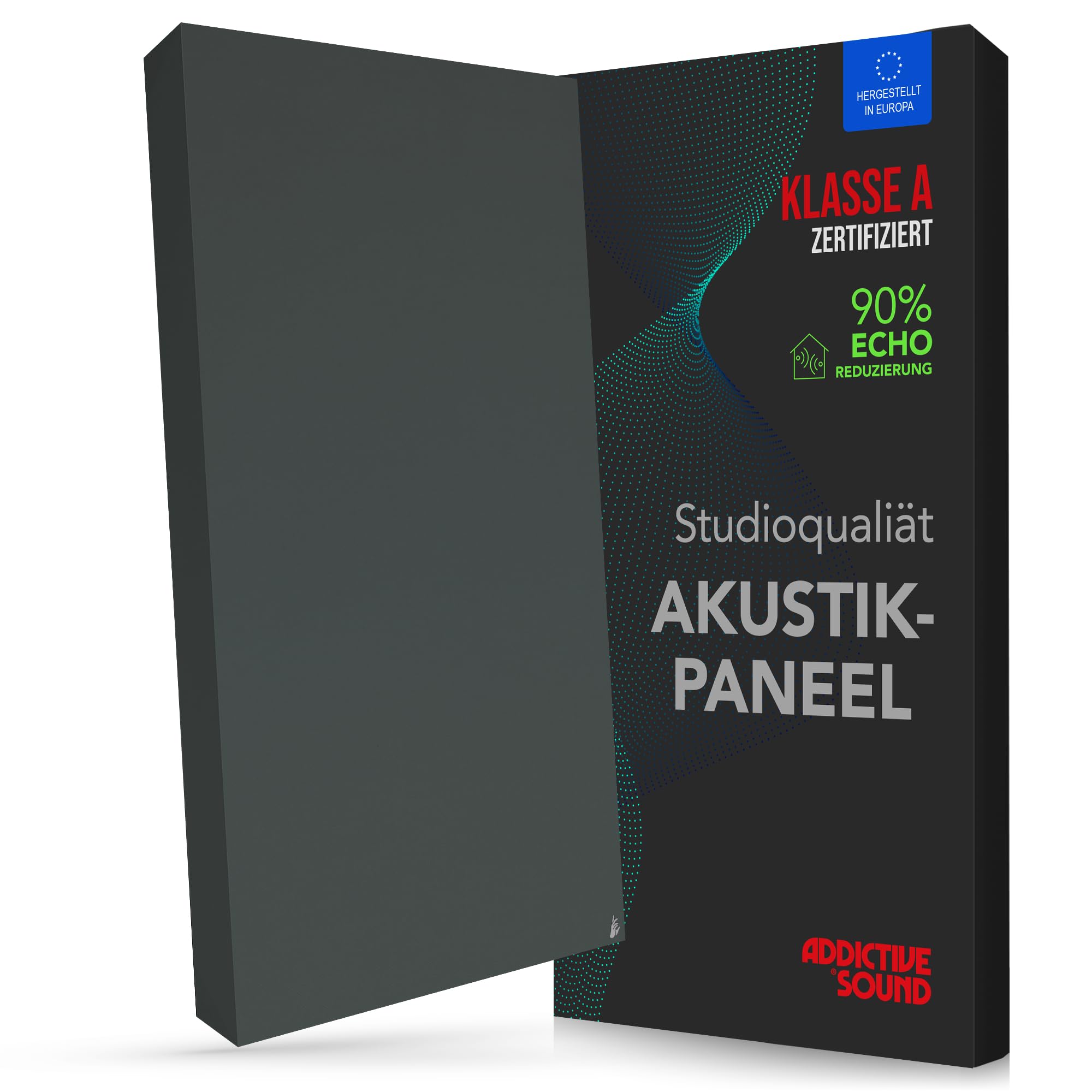 Addictive Sound Schallabsorber Wand Premium, Studioqualität-Akustikpaneel mit Akustikwolle, Klasse A Schallabsorption, EU-produziert, Montageset Wand/Decke, 100x50x11 cm, 8 kg, Anthracite