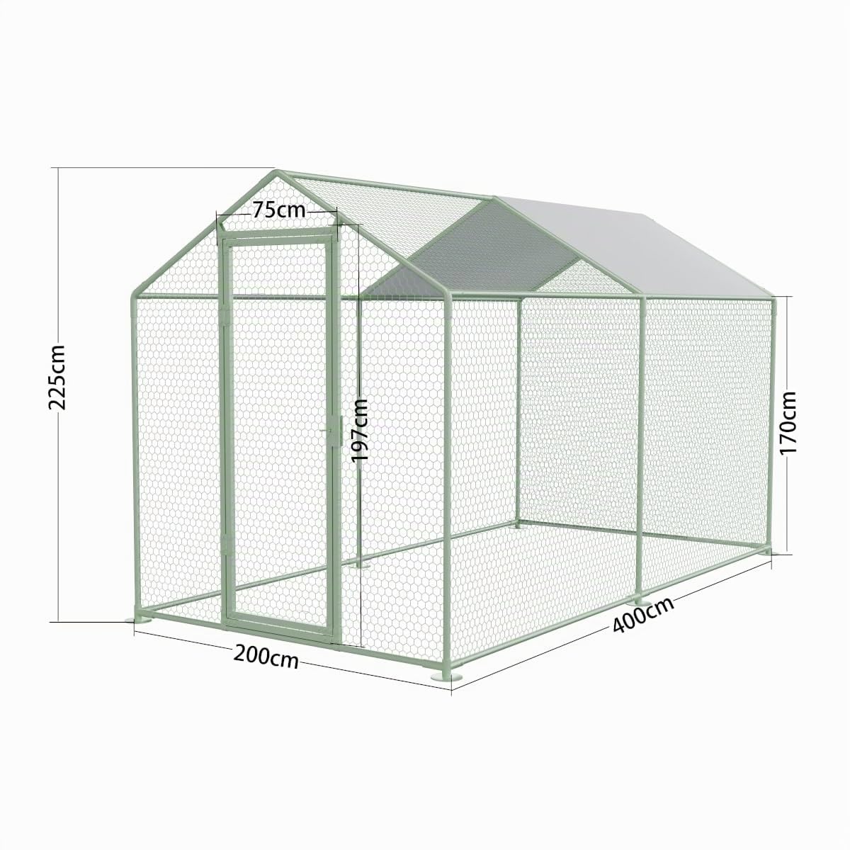 Enclos gallinero 8 m2 tubos 32 mm H2,25 m – Parque de rejilla reforzada 4 x 2 m – Acero galvanizado.