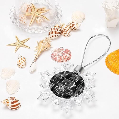 Miniatura 5 de Retro Cool Camera Collection Christmas Ornaments Plastic Glitter Snow Flakes Ornaments Snowflake Hanging Decor for Winter Christmas Tree Decorations