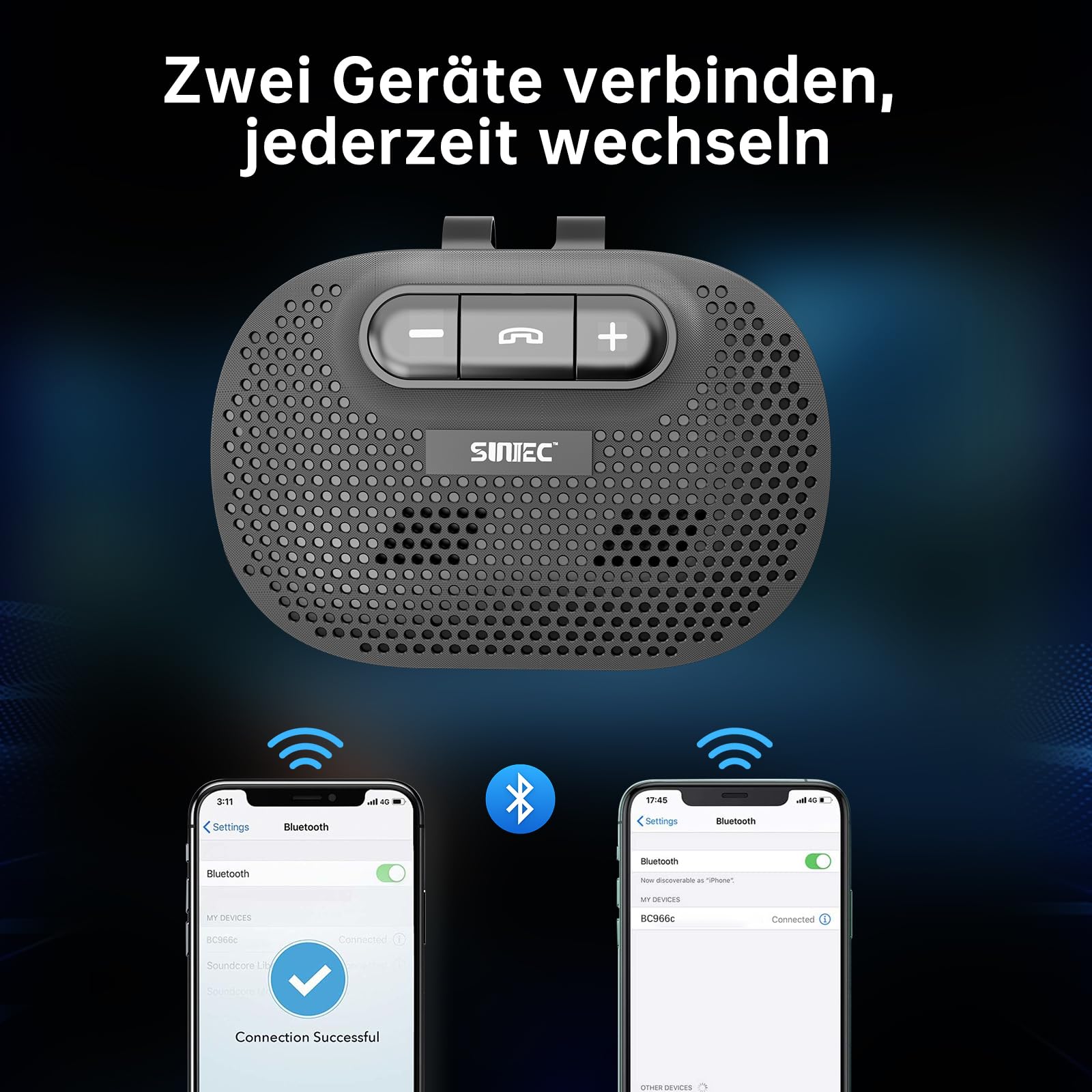 Handsfree bluetooth carkit voor de smartphone of mobiele telefoon Handsfree bluetooth carkit voor de smartphone of mobiele telefoon