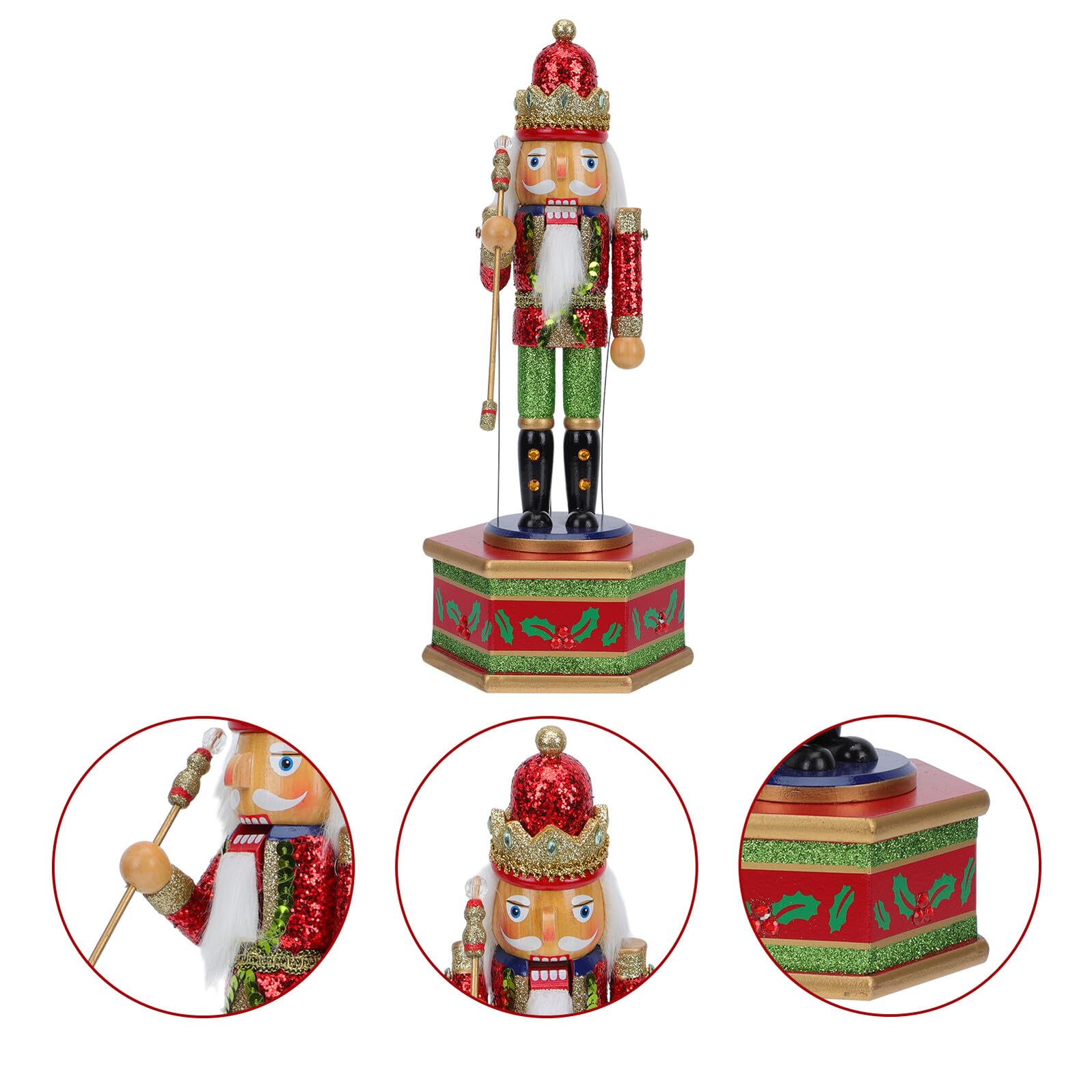 Angoily Caja Musical en Navidad Navideña de Madera Roja Reproducción Musical Portátil y Diseño Original para Adorno de Sala