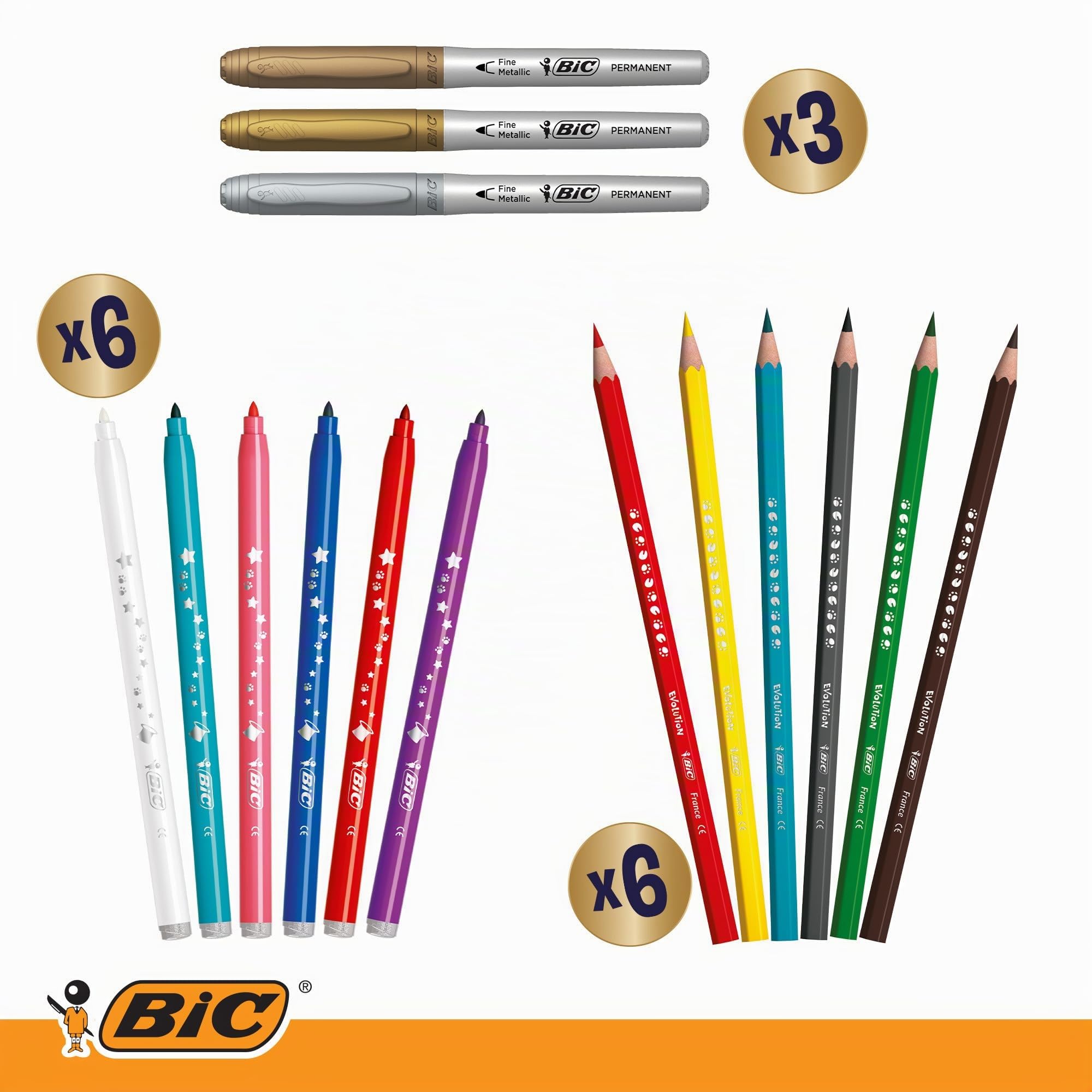 BIC Calendario Adviento 24 artículos escritura kit papelería niños tarjetas navideñas regalo niñas