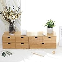 Vista 5 de Bamboo Desk Organizer 4 Drawers, Countertop Organizer with Drawers Makeup Storage Drawer 4 Drawers Tabletop Storage Organization Box Home Office