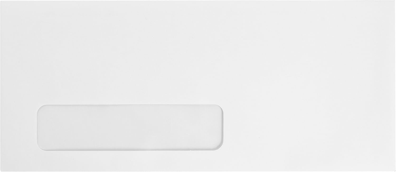 500 No. 10 Single Window Envelopes - Thick Gummed Seal - Designed for Secure Mailing of Quickbooks Checks, Invoices, Business Statements, Personal Letters - Number 10 Size 4 1/8 x 9 1/2