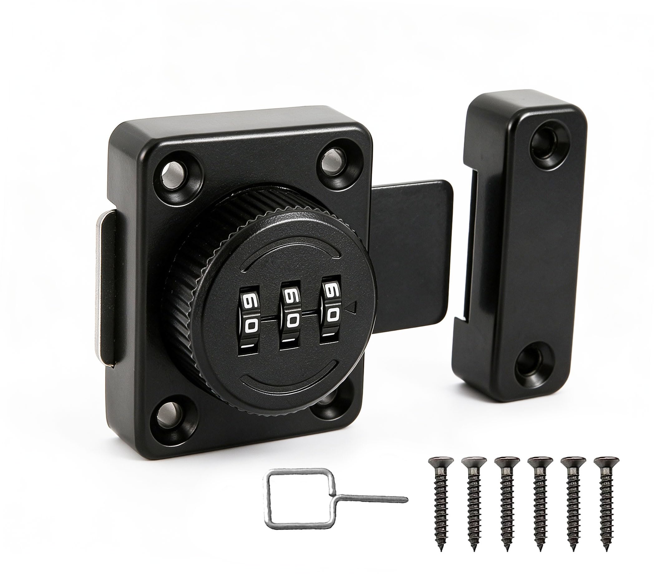 VRESOURCING 3-Digit Password Hasp Latch Lock - Combination Latch for One-Way Door, Drawer, Office File Cabinet