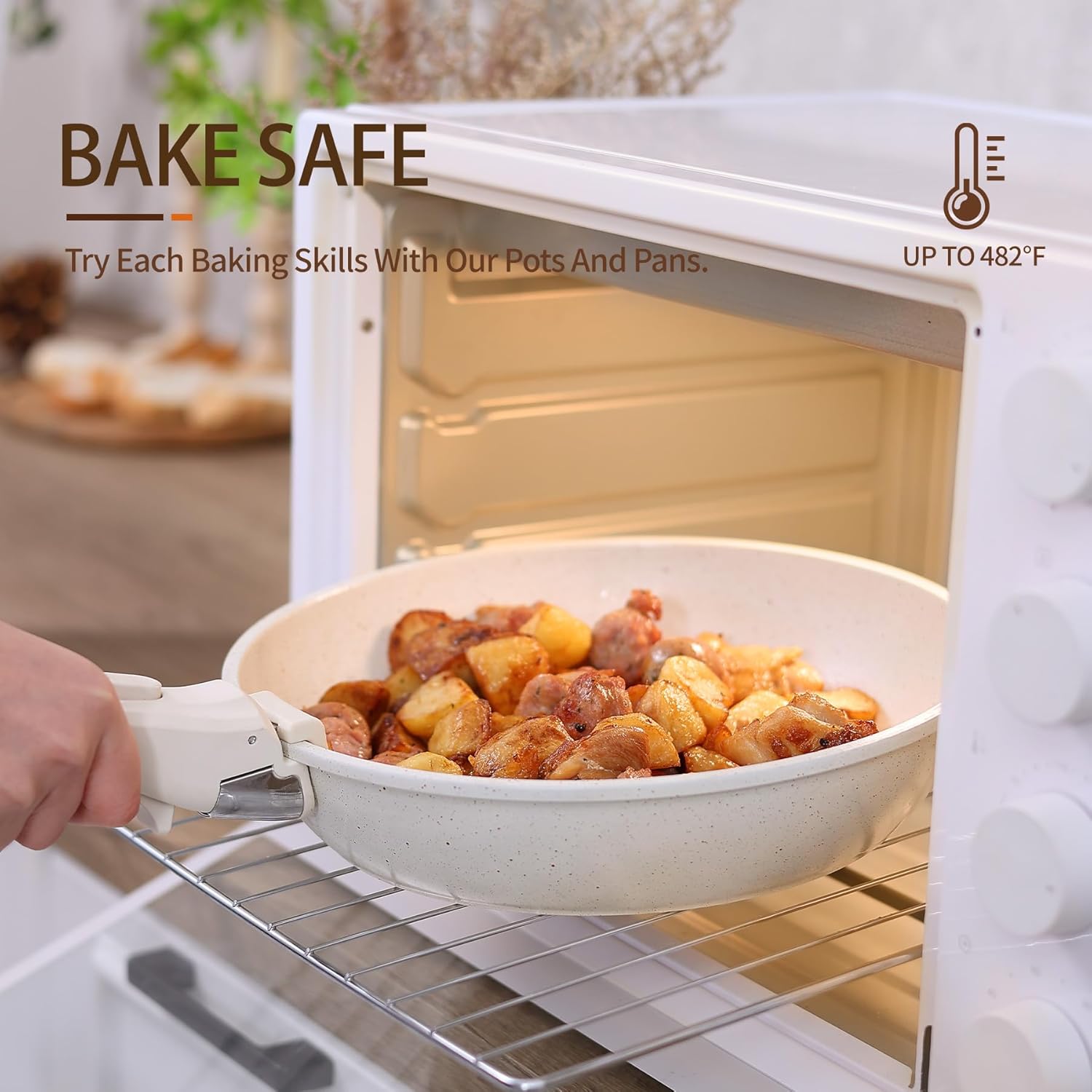 21PCS Pots and Pans Set Ceramic, Pots and Pans Set Non Stick, Removable Handle, Stackable, Nonstick Cookware Set, Non Stick for Cooking