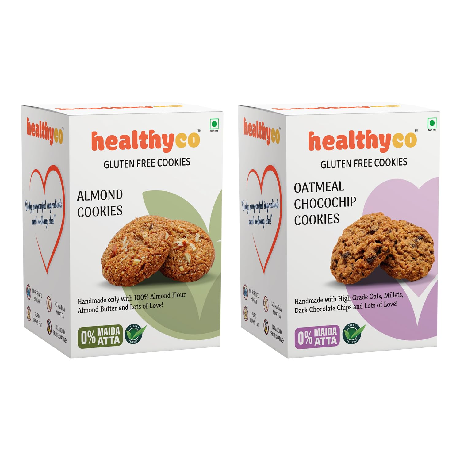 Healthyco Gluten Free Cookies - Assorted Pack (Almond + Oatmeal Chocochip - 400 g) - Vegan, No Maida, No Preservatives, Completely Handmade, Healthy Snacks, Healthy Cookies (B08XLPPHYG) Amazon Price History, Amazon Price Tracker