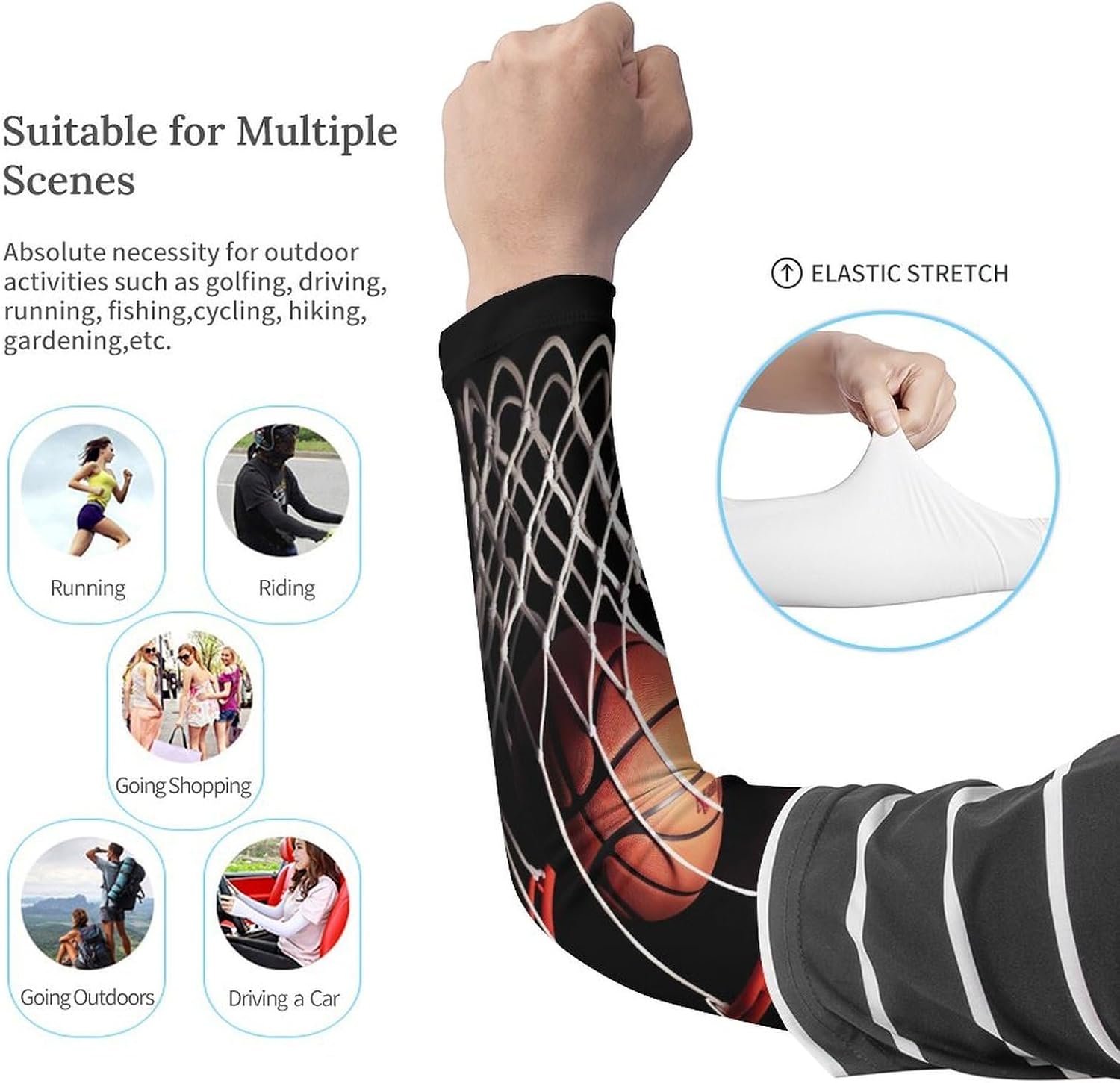 Sports Cooling Arm Compression Sleeves UV Sun Protection Arm Sleeves for Men Women Golf Arm Sleeves