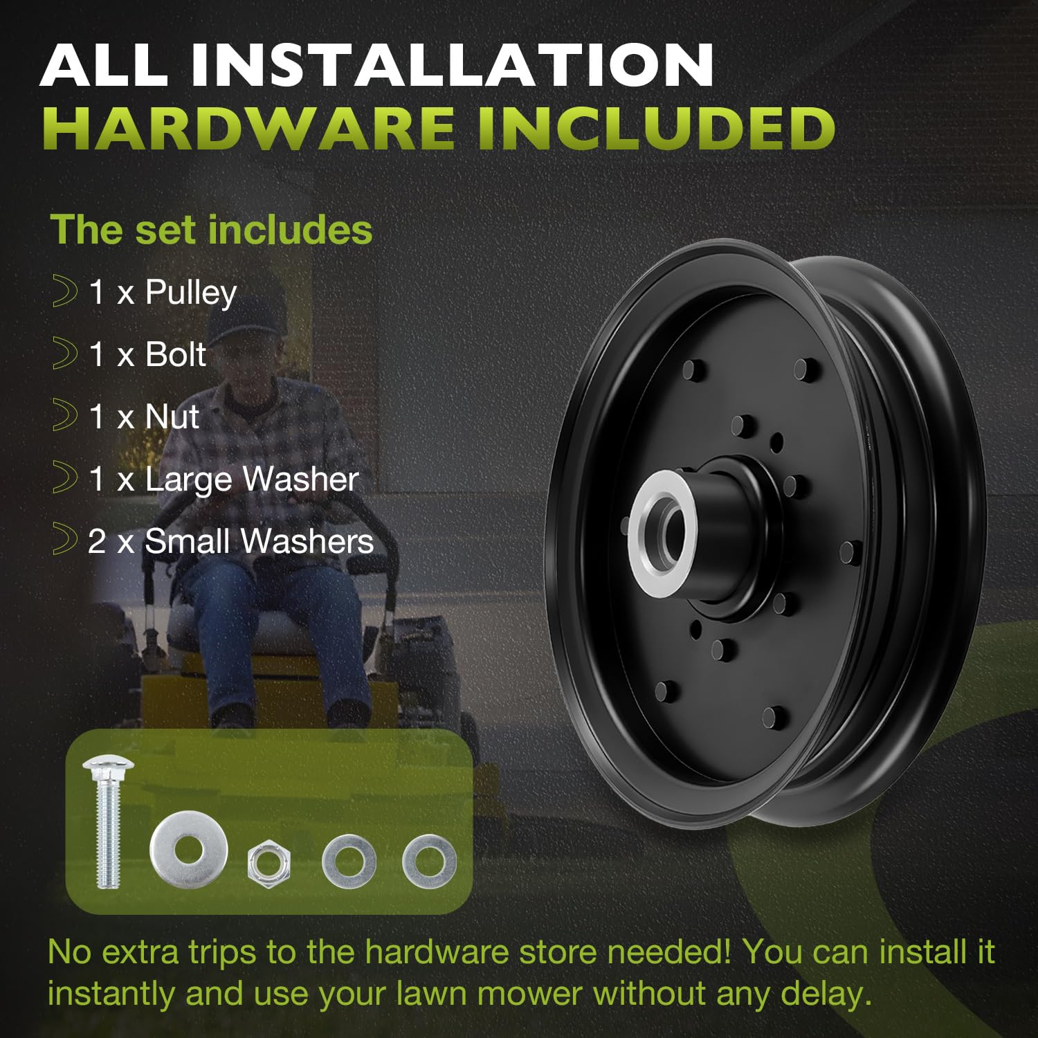 604231 Idler Flat Pulley Compatible with Hustler Raptor 52" Raptor SD Flip-Up 48" 54", Lawn Mower Pulley Replaces for 126124, 280-811