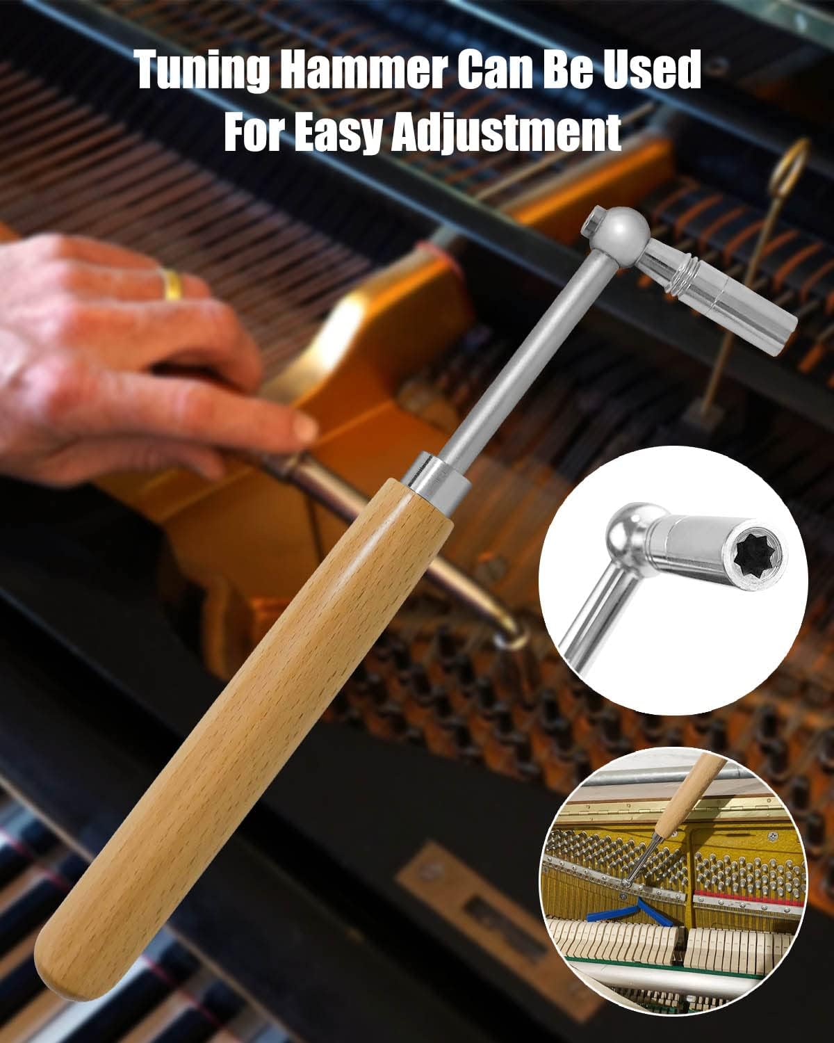 10 Pcs Professional Piano Tuning Kit Piano Tuner Hammer Mute Tools Portable Piano Tuning Tools Piano Repairing Accessories with Felt Temperament Strip and Case for Tuning Beginner, Professional Tuner