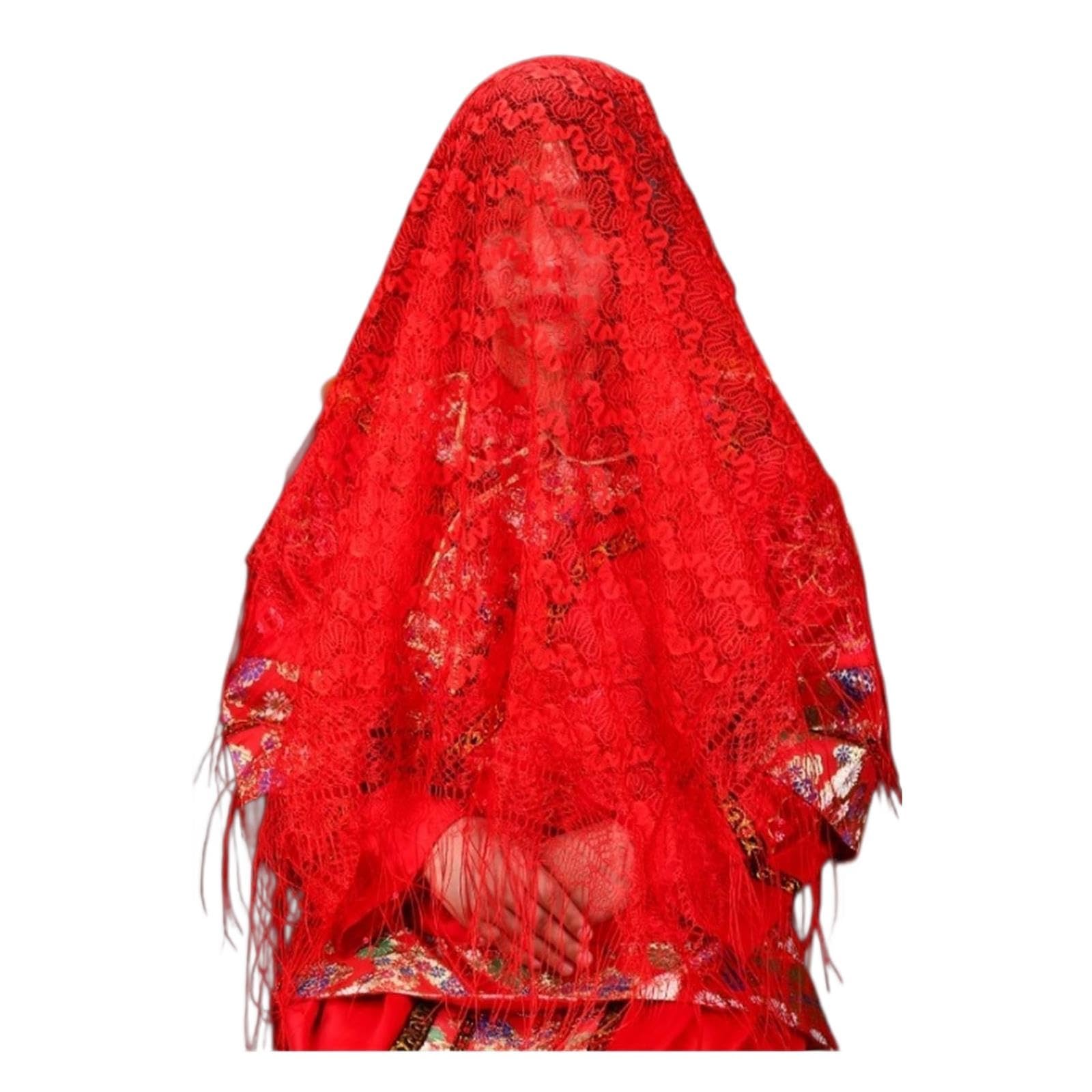 Velo da Sposa Abito da Sposa Xiuhé Ricamato Velato Rosso(Pure Red)