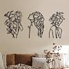 3 Pieces Metal Wall Art Decor Minimalist Abstract Woman Wall Art Modern Line Drawing Wall Art Decor Metal Female Single Line Wall Home Hanging for Bedroom Kitchen Bathroom Living Room (Black, Elegant)