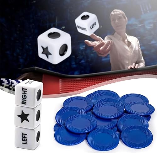 Miniatura 3 de Juego de 24 dados Blue Chips Left Right Center  Innovador juego de dados izquierdo y derecho con 3 dados y juegos de dados para noches familiares,