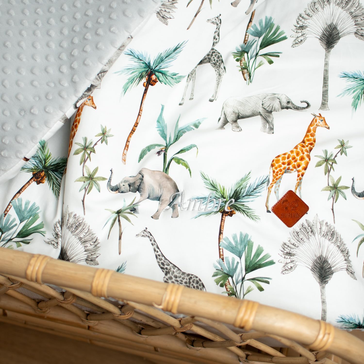 Sevira Kids - Wendedecke aus Minky, Safari, hergestellt in Frankreich