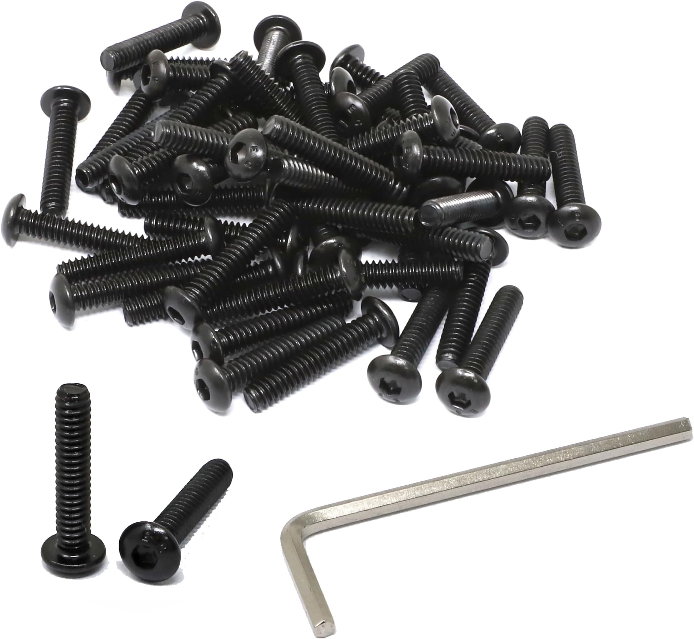 iexcell 50 Pcs SAE #10-24 x 1" UNC Threads Alloy Steel 10.9 Grade Hex Socket Button Head Cap Screws Bolts Kit, Black Oxide Finish