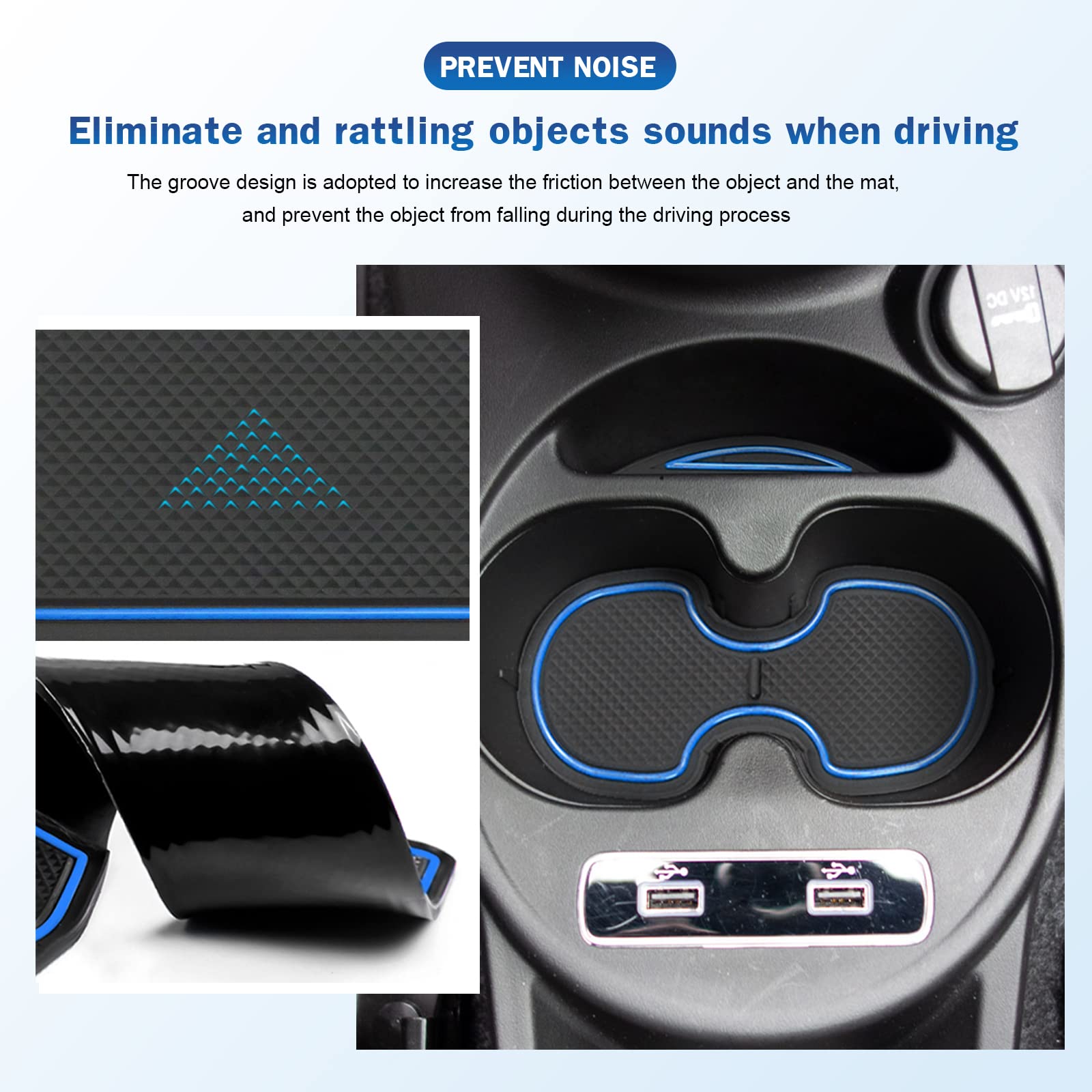 YEE PIN Gummimatten Für FIAT 500 & Abarth 595 - Rutschfeste Innenraum-Matten Für Mittelkonsole & Ablagen