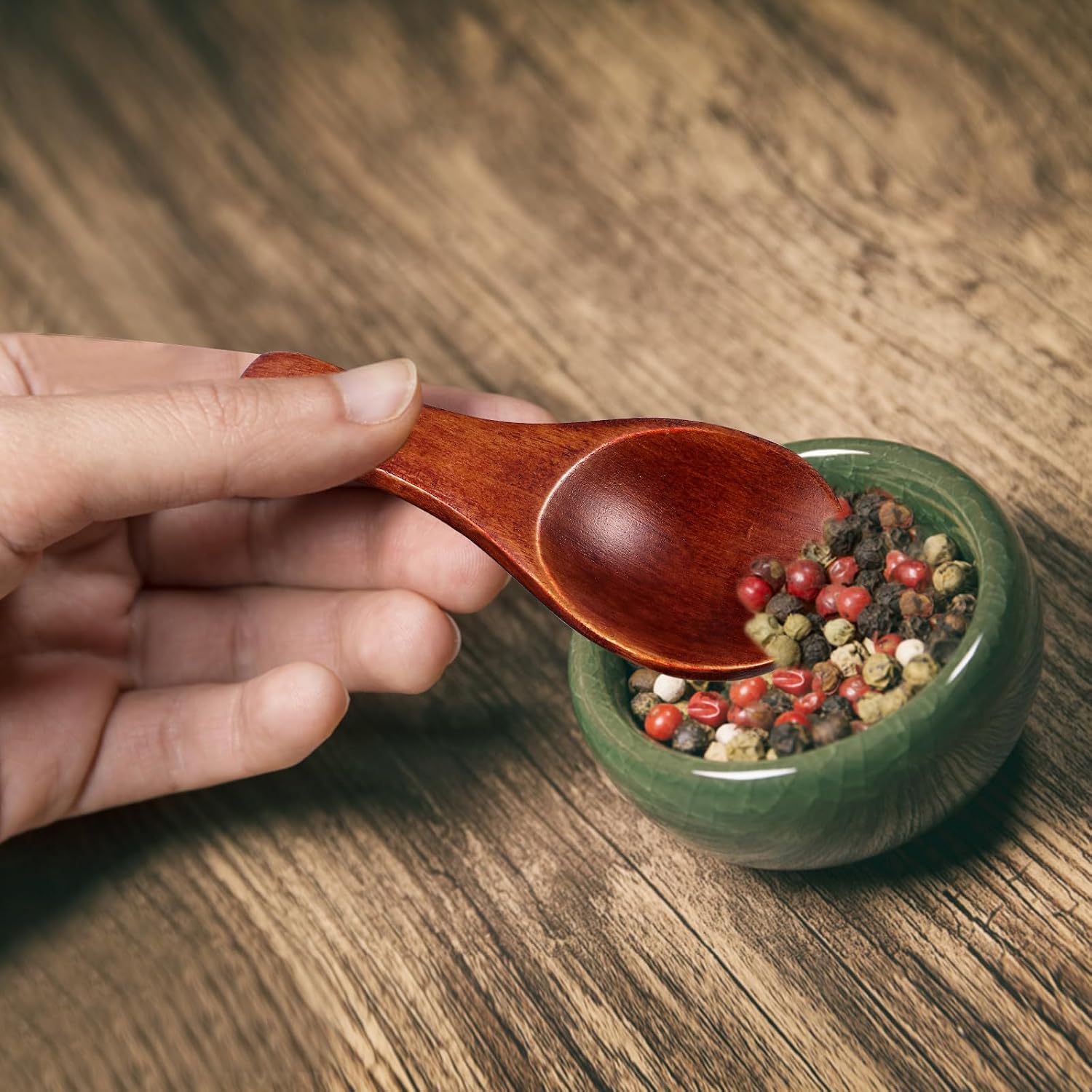 9 Piece Mini Wooden Condiment Spoons for Tea and Flour