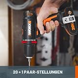 WORX Cordless Drill 20V WX108, Max Torque of 40Nm, Chuck φ13mm, Ideal for Small Jobs, 2 Variable Speeds, Compact and Light, with 1 2Ah Battery and Fast Charger - 4