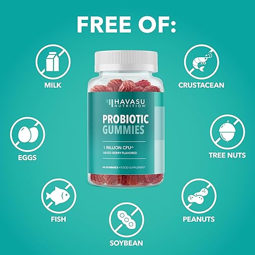 Miniatura 7 de Gomitas probióticas para apoyo digestivo y salud intestinal  1 mil millones de UFC Bacillus Coagulans  60 unidades  Estables en conservación, sin
