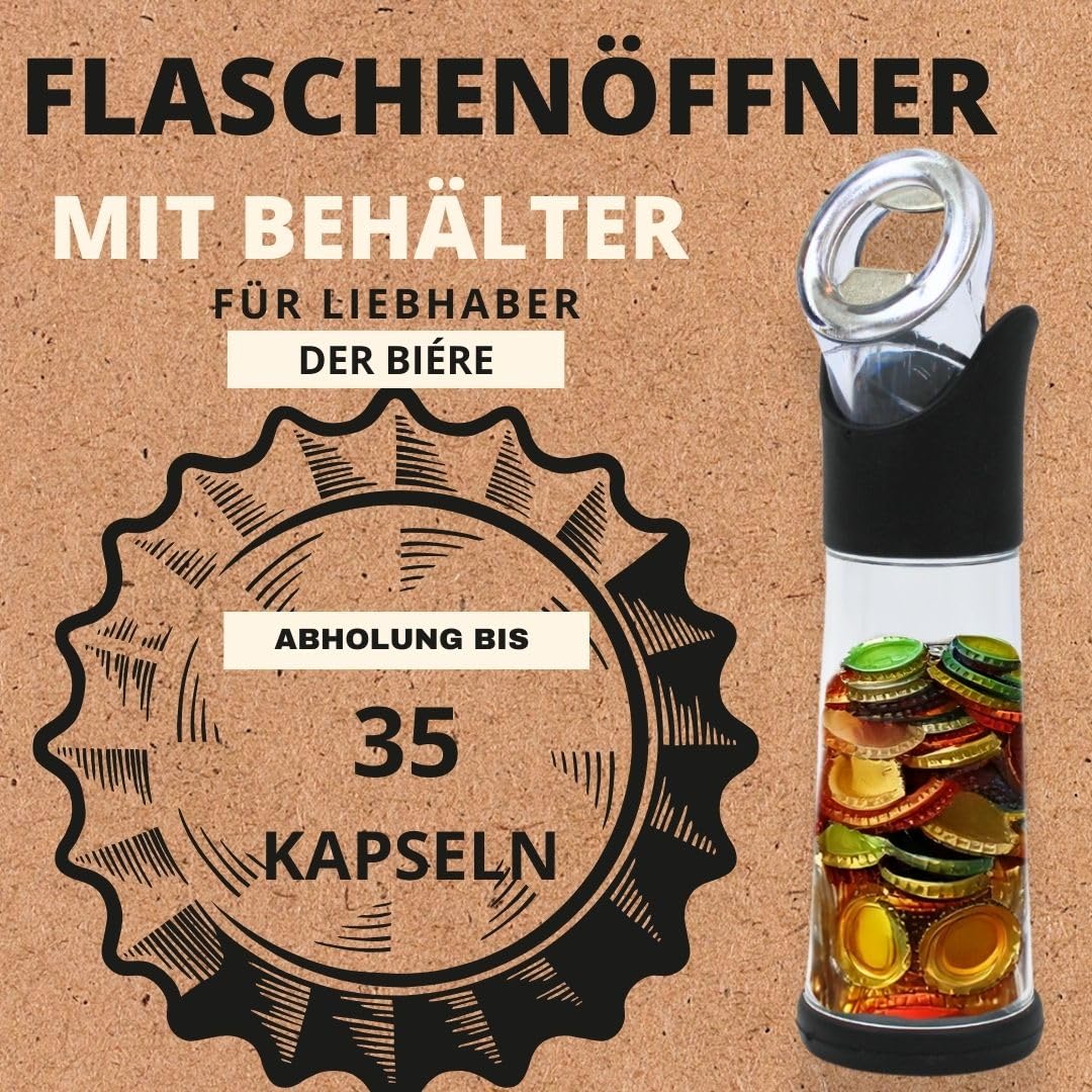 Ranji - Flaschenöffner mit integriertem Behälter – Kronkorken einfach sammeln und recyceln | Cooler Flaschenöffner für Bierliebhaber