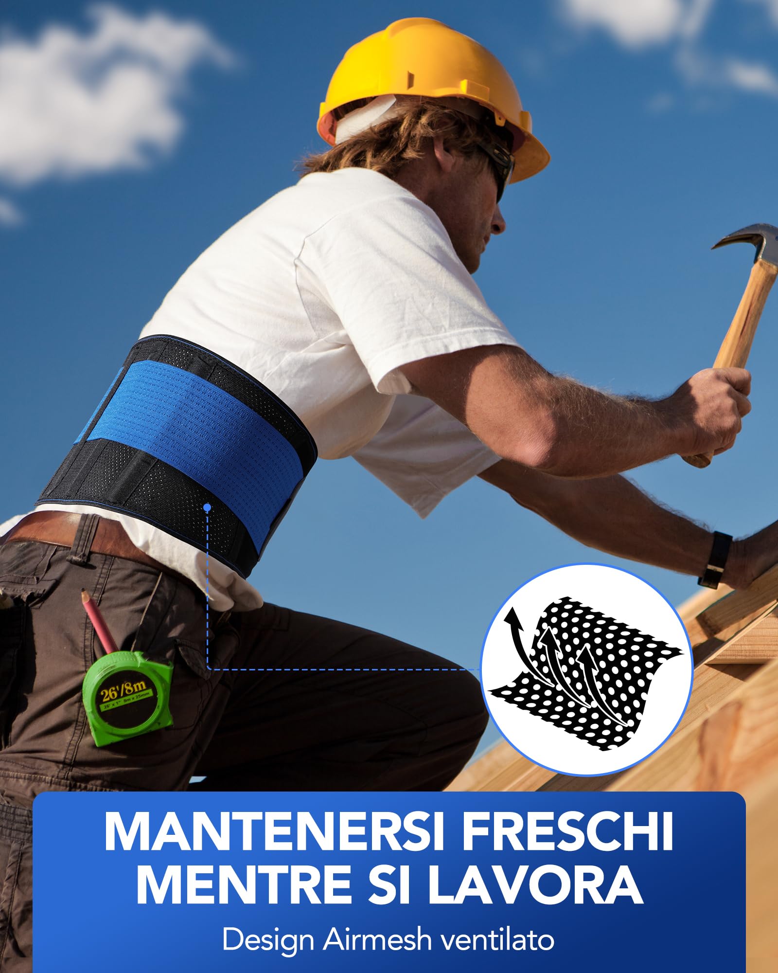 Fitomo Fascia Lombare Supporto Schiena con Cuscinetto 3D e 5 Stecche, Tessuto A Rete Ultra Fine, Fascia Elastica Lombare Donna Uomo per Lavoro, Ernia del Disco,Sciatica, Postura