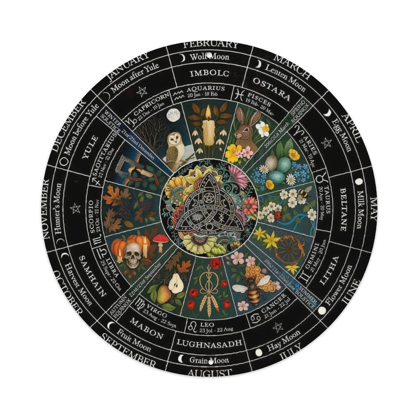 Ldfuieksufg Style Round Season Moon Phase Zodiac Witchy Vintage Decor Wall Plaque Vintage Aluminium Metal Sign, Retro Wall Decor For Home, Bar, Garage & Farmhouse 20X20cm