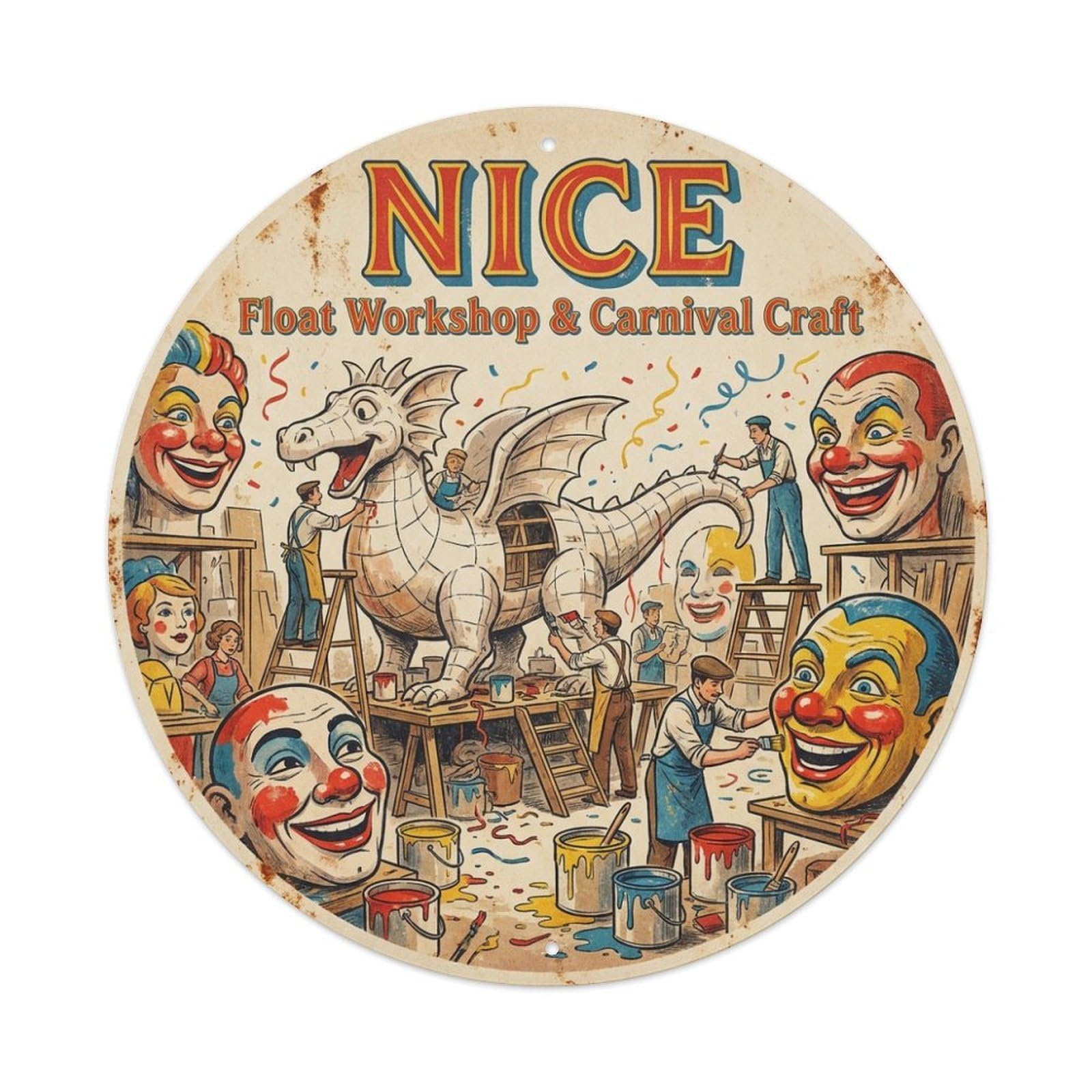 Nice Float Workshop Carnival Craft Culture Travel Metal Tin Sign