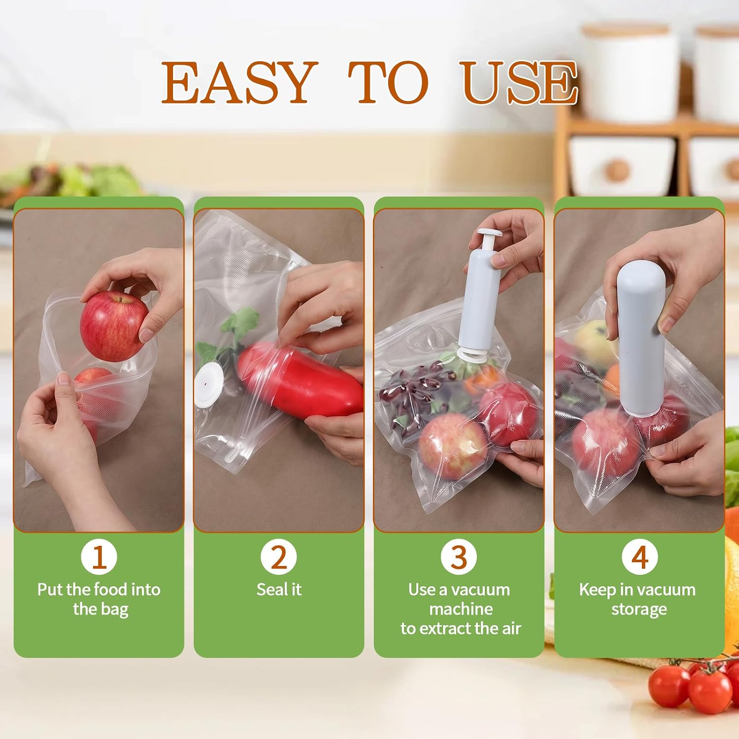 40 Pcs Reusable Vacuum Sealer Bags with 5 Clips