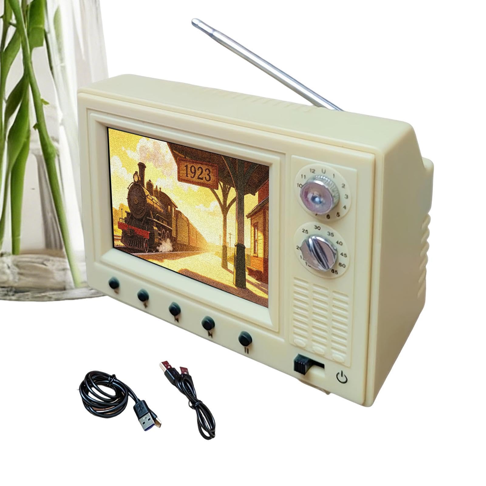 Televisor retro de 8GB de memoria con reproducción USB para adornar el escritorio 8