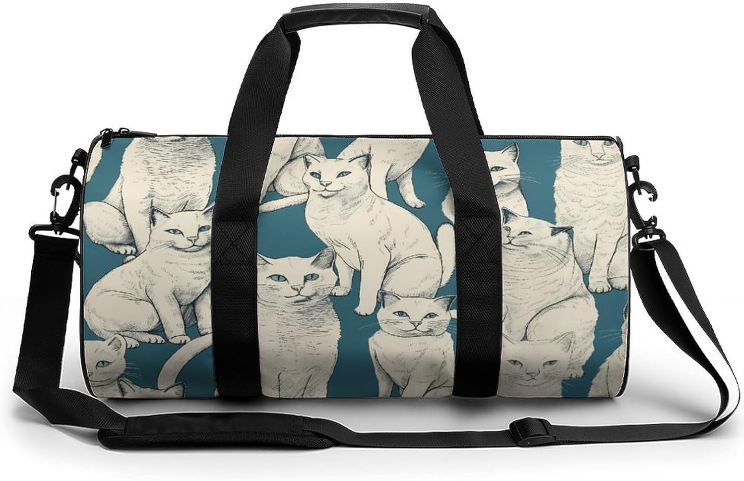 Animal Patterns Gym Bag Hand-held Fitness Bags Cylindrical Fitness Bag with Shoe Large Compartment Duffle Bags for Travel Sports Unisex