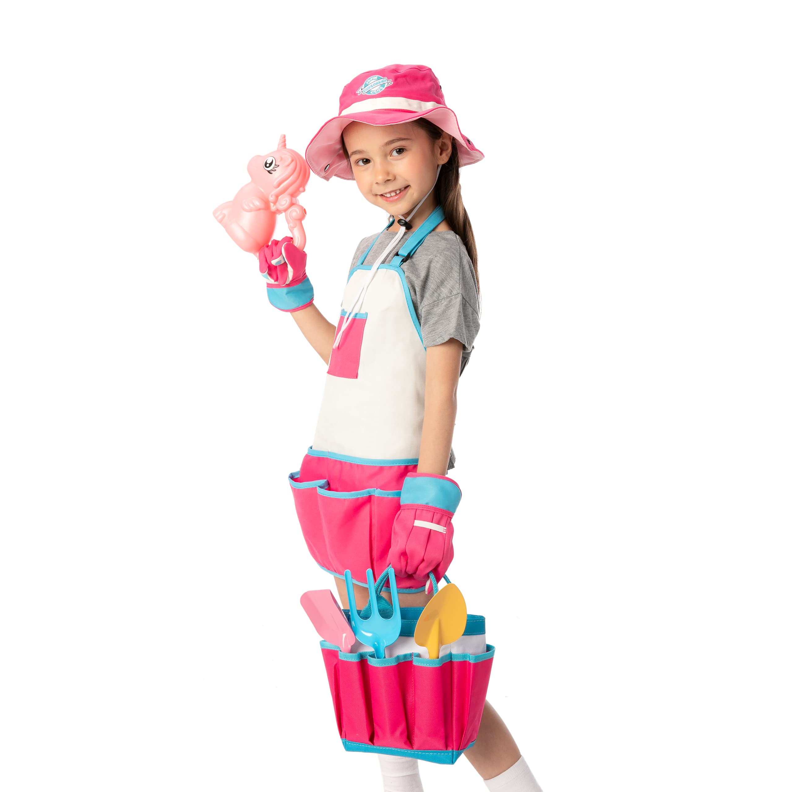 JOYIN Unicorn Kids Gardening Tool Set Toy Includes Watering Can and Planter, Sun Hat, Gloves, Apron and Kids Gardening Kit Like Shovel, Rake and Trowel, Outdoor Play Gardening Gifts (Unicorn) - Image 7
