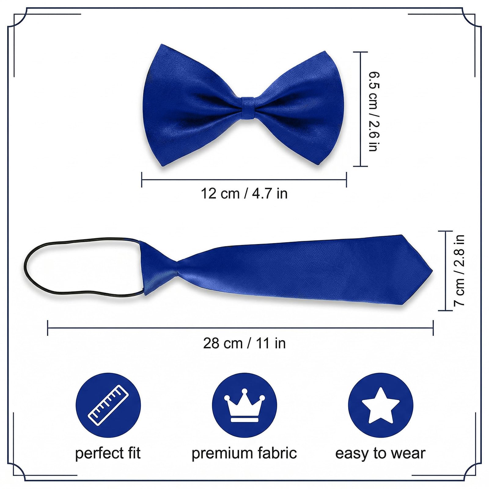 Pajarita y Corbata para Niño (Pack de 2), Azul Marino, Preatada y Ajustable para Graduación, Boda y Eventos Formales, Accesorios de Traje Infantil Elegantes