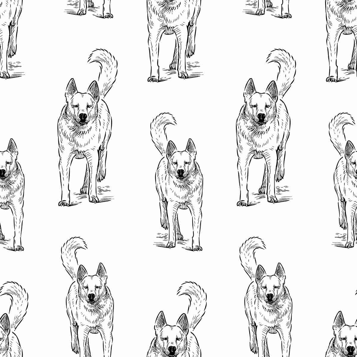 Walls By Me Black and White Dog Peel and Stick Removable Wallpaper 9234