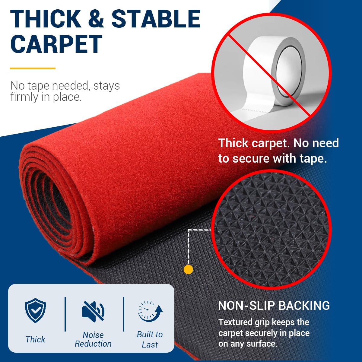 3x15 Ft Red Carpet Runner with Non-Slip TPR Rubber Backing, Aisle Runner Rug for Wedding Party Prom, Indoor Outdoor Waterproof Runway Carpet for Events & Entrance