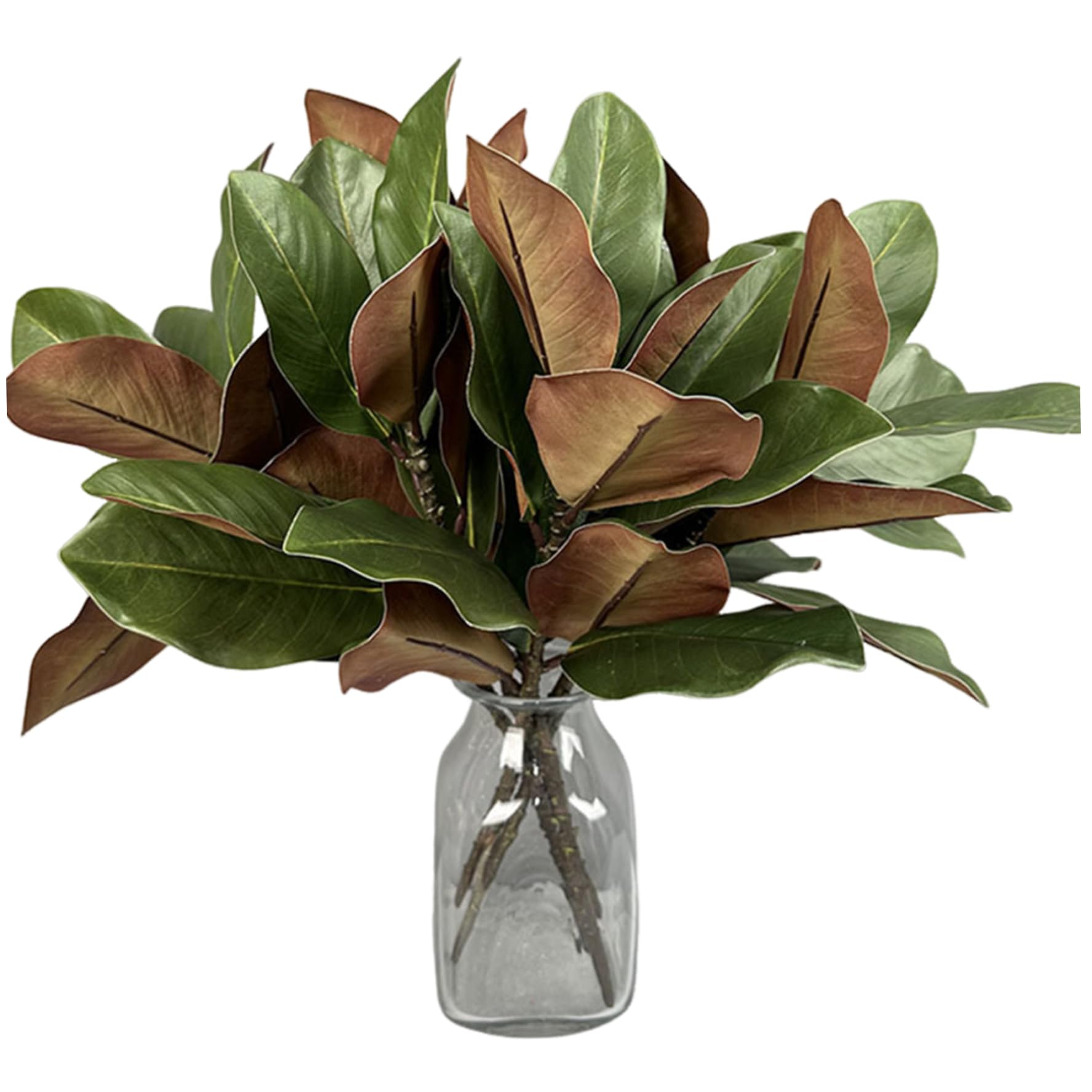 6 tiges de magnolia de 22 pouces avec feuilles artificielles 3D pour vase intérieur