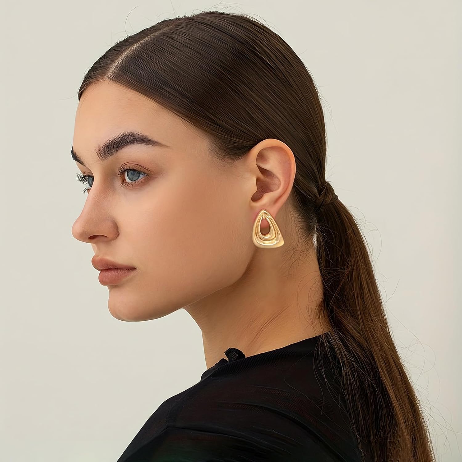 Gold Geometric Dangle Earrings Statement Earrings for Women Fashion Jewelry - Image 3