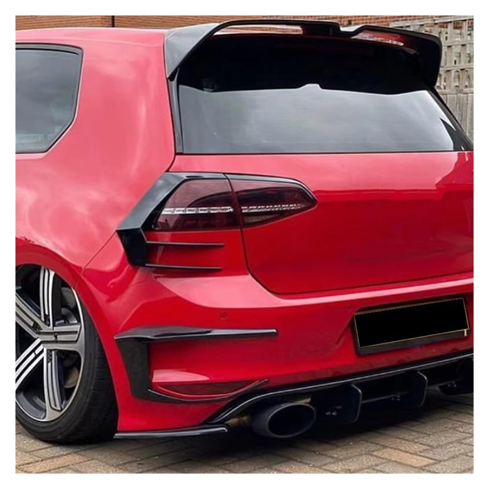 Difusor Trasero Para VW 2013-2016 Para Golf Mk 7 7R Para GTI Para GTD Parachoques Trasero Cuchillo Aire Cubierta Luz Trasera Kit Cuerpo Difusor de Parachoques Trasero(Glossy black B)