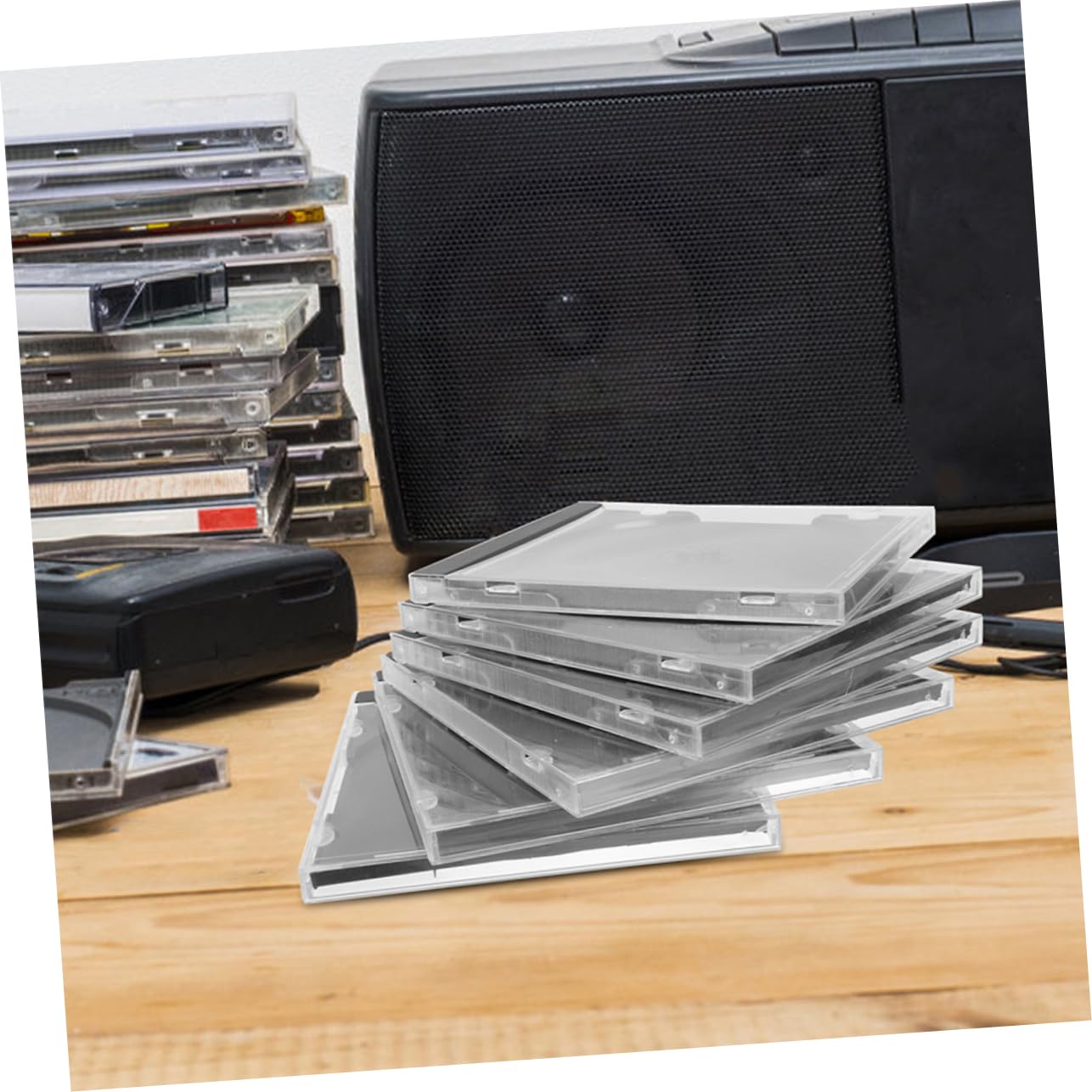 Hemobllo 10 pezzi Custodia CD Trasparente con Base Nera Archiviazione per Dischi Musicali Ufficio Protezione Robusta e Versatile