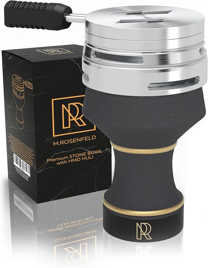 Hookah Bowl Set Premium Stone Black Bowl Shisha Bowl with Cover Heat Management