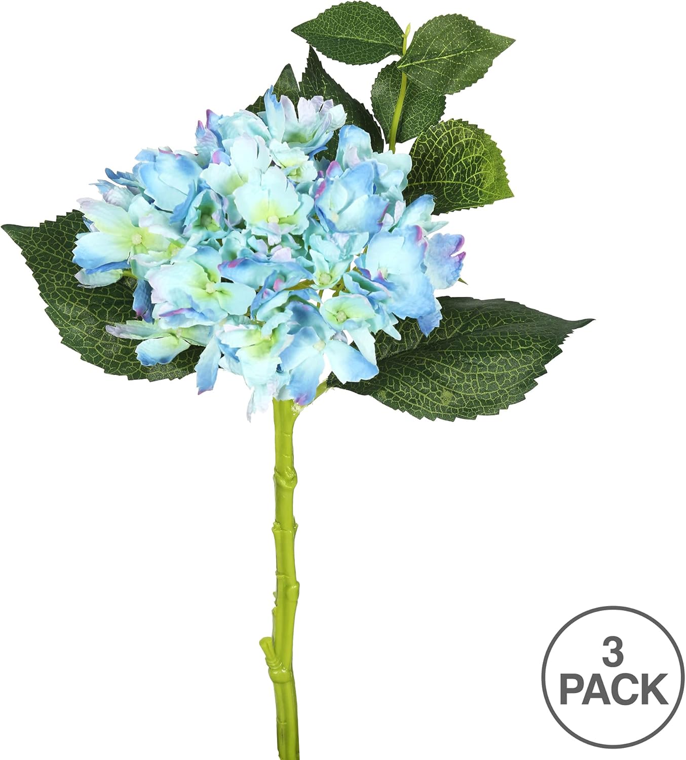 Vickerman 15" Short Stem Artificial Blue Hydrangea, Set of 3