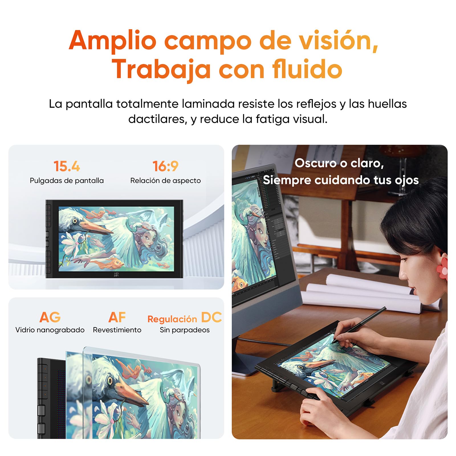 XPPen Artist 16 3rd Tableta Gráfica con Pantalla FHD, Tableta Dibujo Digital Profesional de 15.4 Pulgadas con X4 Lápiz de 16K Niveles y 2 Diales y Soprte Plegable