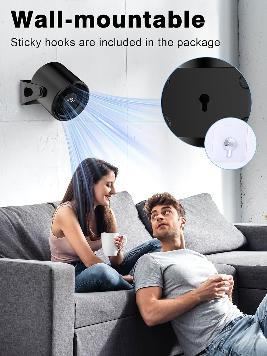 Quiet Small Desk Fan: 4000mAh Battery Operated, 100 Speeds Travel Camping Personal AC Table Fan, Digital Display Portable USB Fan for Office, Bedroom, Kitchen, Home, Outdoor, Black - Image 7