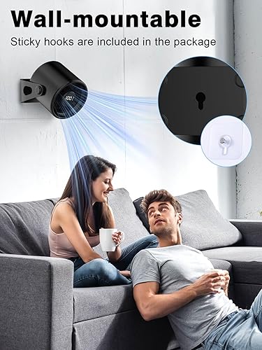 Miniatura 7 de Ventilador de escritorio pequeño y silencioso funciona con batería de 4000 mAh, ventilador de mesa de CA personal de 100 velocidades, ventilador USB