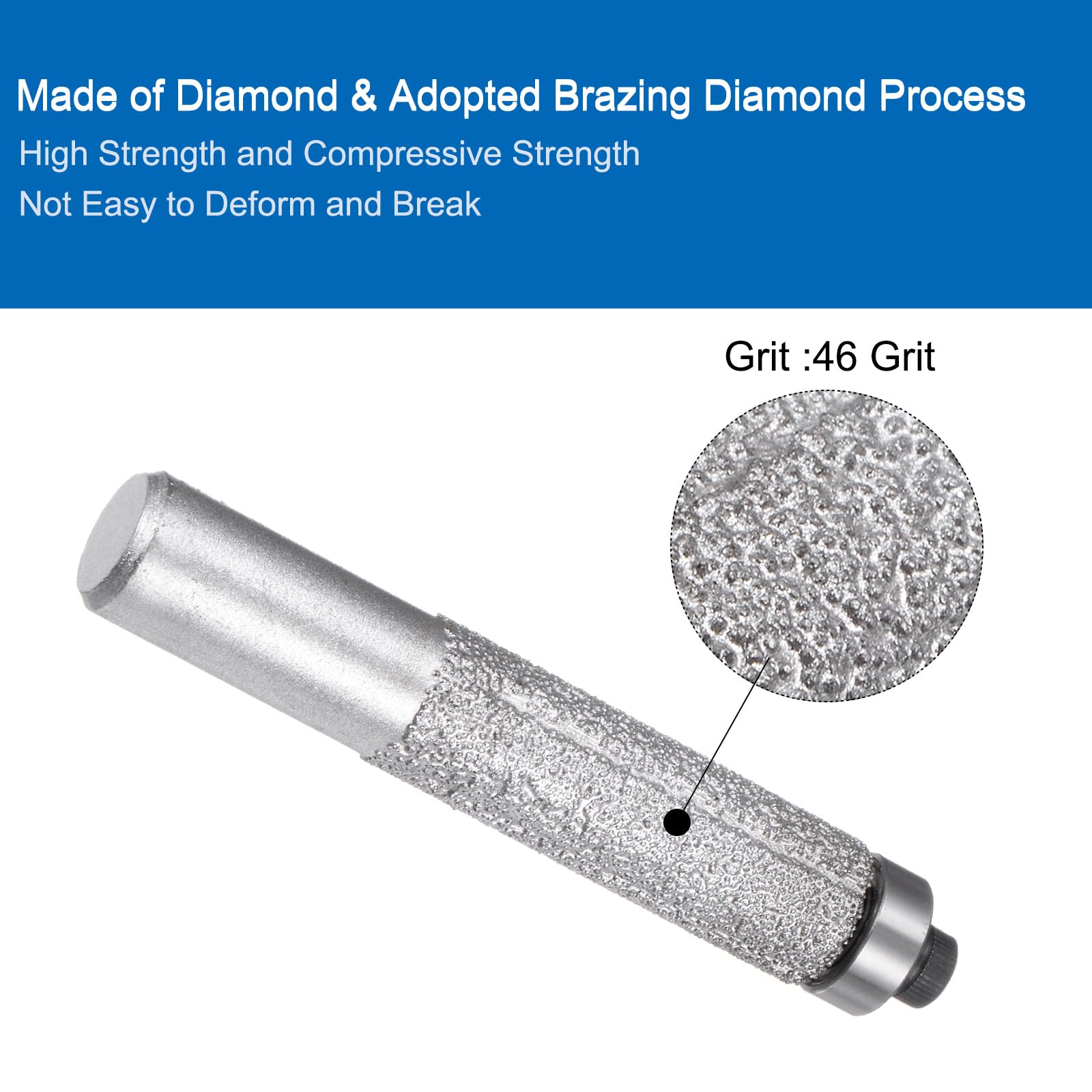 Uxcell 3-Pack Diamond Profile Router Bits – 13.3mm Head, 1/2 Shank, 46 Grit, Wet/Dry Use, With Bearing, For Marble, Tile, Quartz, Stone