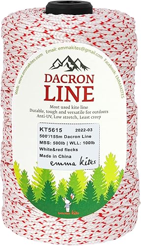 emma kites Cuerda trenzada de 500 libras para cometas de 500 pies cuerda de poliéster de Dacron para cometas grandes vuelo al aire libre artesanía