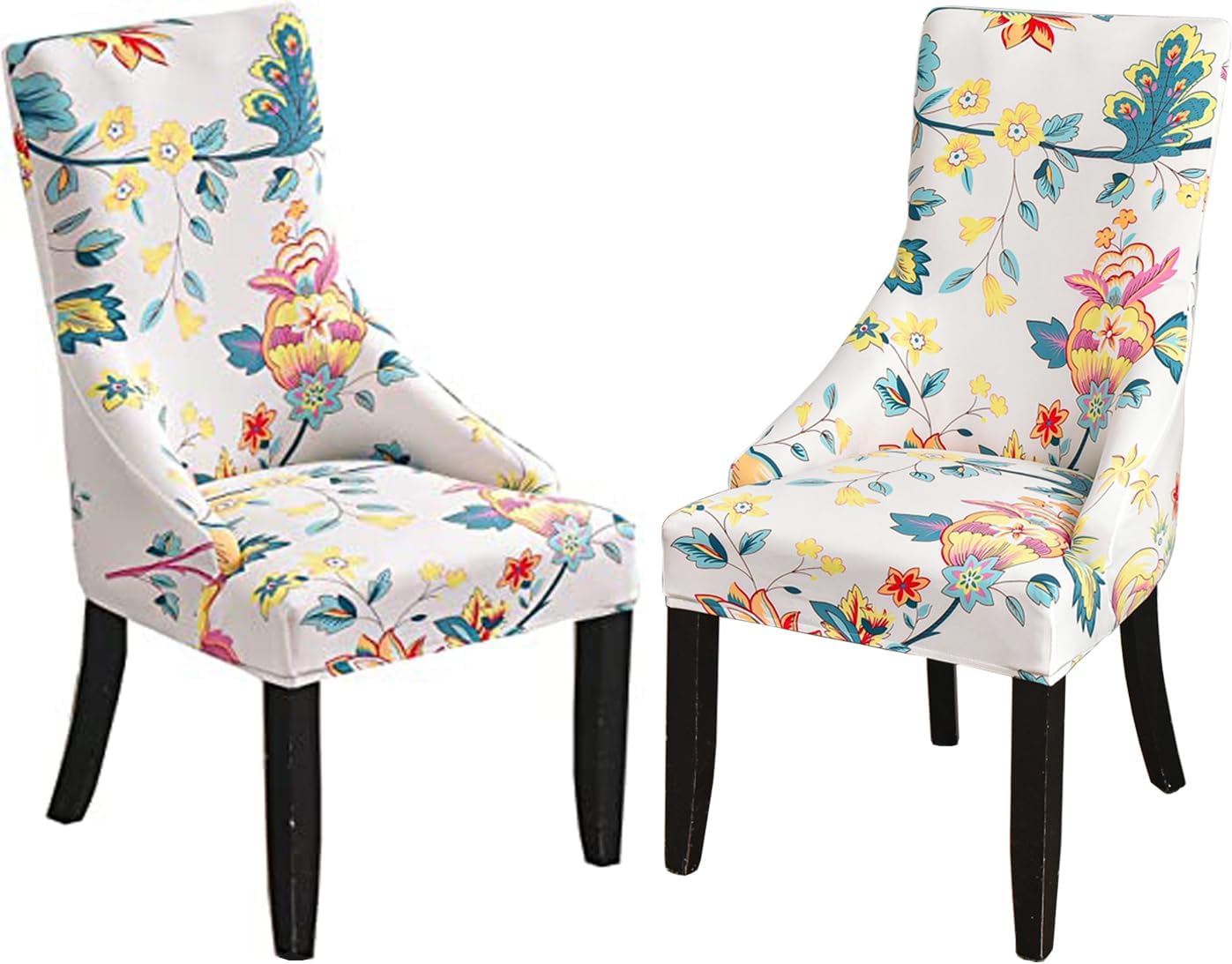Stretch Wingback Side Chair Slipcover Set of 2 Printed Armless Wingback Chair Cover Reusable Sloping Armchair Cover Accent Chair Covers for Dining Room Banquet Home Decor (Color12, Set of 2)